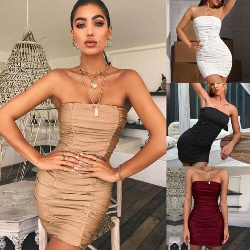 Dress Women Summer New 2021 Europe United States Sexy Strapless Nightclubs With Package Hip Mini Dresses Vestidos LZY8505