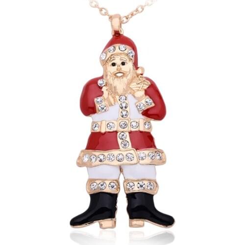 2019 New Fashion Necklaces & Pendants Christmas old man Gold Necklace for women big Crystal necklaces for Christmas Gifts T1590