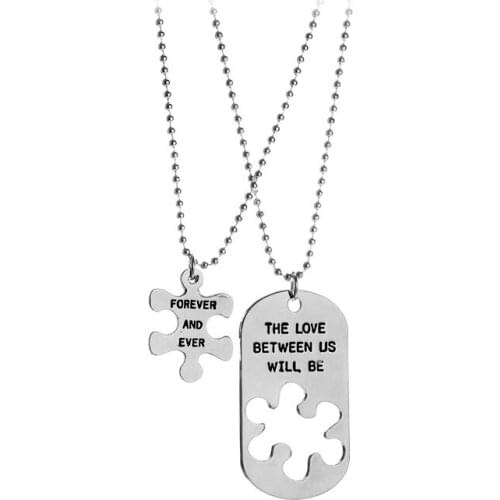 Fashion Couple Necklace Silver Color Pendant Necklace With Bead Chain For Lover Gifts Wholesale 12sets/lot