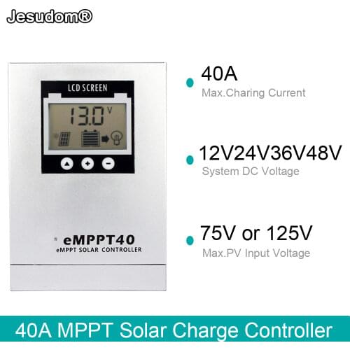 40A MPPT LCD Display with RS485 12V/24V/36V/48V Auto Solar Panel Battery Regulator Charge Controller PV System with Load