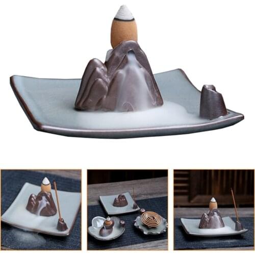 1pc Backflow Incense Burner Ceramic Incense Burner Home Adornment (Grey)