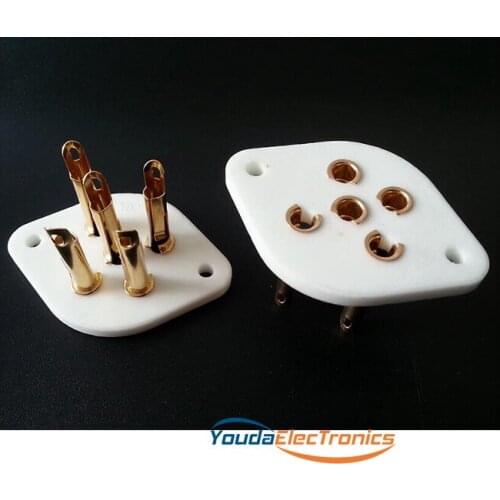 1PC Gold plated 5pin Vacuum Tube Socket For PX25 PX4 /PX5/1701