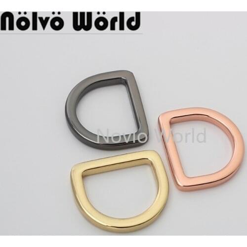 10-50 pieces 5 colors 5.0mm wire 20mm 3/4" rose gold tabular edge D rings for DIY leather bag purse hardware