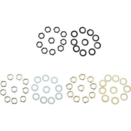 10 Set Guitar Jack Plug Socket Connector Nuts Washers Gaskets for Electric Guitar Bass Repalcement Parts