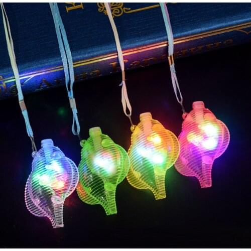 24 Pack Conch Sea Snail Flashing Glow Whistles Bulk Party Supplies LED Light Up Whistles Lanyard Necklace Glow in Dark Toy Gift