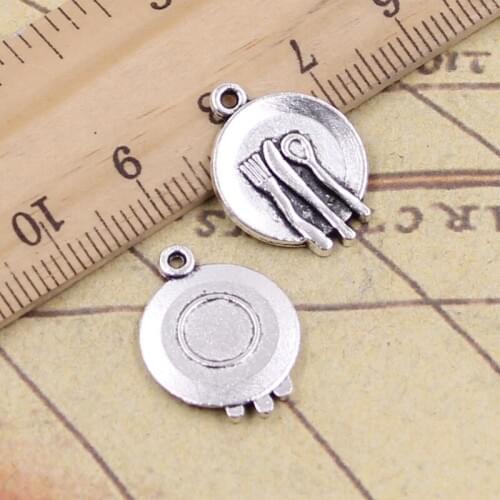 25pcs Charms Kitchen Tableware Fork Spoon 20x15mm Antique Bronze Silver Color Pendants DIY Handmade Tibetan Finding Jewelry