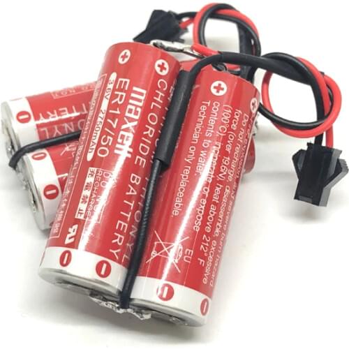 3pcs/lot Genuine 3.6V 5500MAH Maxell ER17/50 PLC Industrial Control Battery Lithium PLC Batteries Pack with black connector