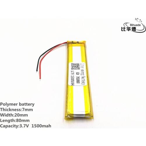 8pcs/lot Good Qulity 3.7V,1500mAH,702080 Polymer lithium ion / Li-ion battery for TOY,POWER BANK,GPS,mp3,mp4