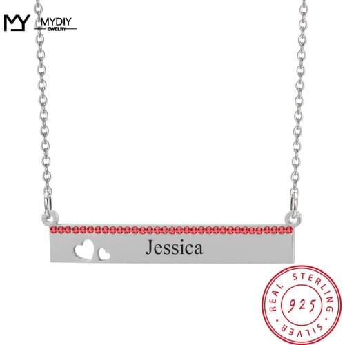 925 Sterling Silver Birthday Stone Gift Personalized Customization Heart Custom name Personalized necklace Jewelry ожерелье