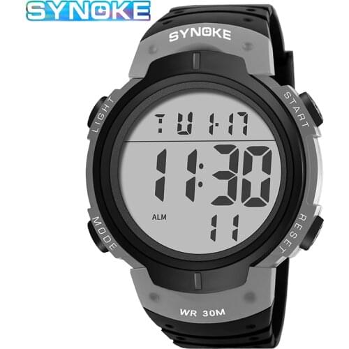 SYNOKE Men Digital Watch Alarm LED Watches Electronic Clock Large Dial Outdoor Waterproof Military Sports Watch For Men Watches
