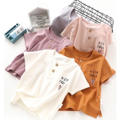 Unisex Children T shirt Summer Short Sleeve Tops Casual Letter Print Tops Tee For Girls&Boys BC951