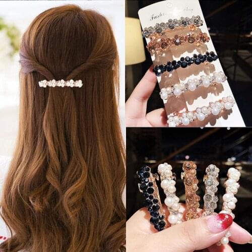 Women girls Elegant Pearl Rhinestone Hair Clips Bridal Headwear Hairpins Barrette Headbands Scrunchie Hair Accessories for Women