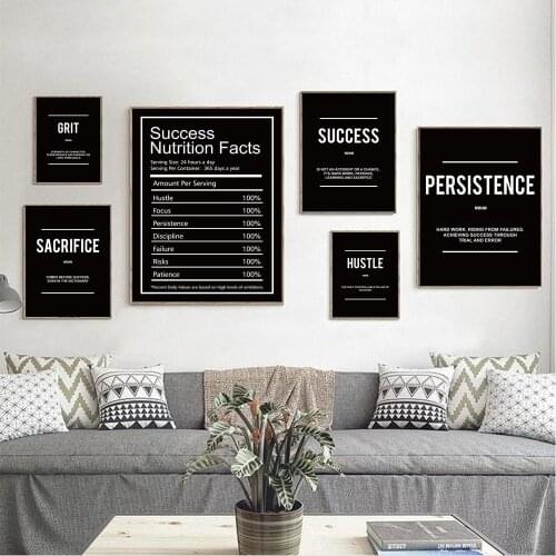 Grind Hustle Verb Execution Noun Motivational Posters Wall Art Canvas Print Inspiring Prints Inspirational Quotes Office Decor