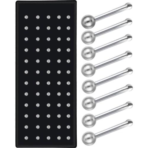 Imixlot 60pcs Glossy Ball Nose Stud 2mm Ball Nail Stainless Surgical Nose Piercing Stud Sexy Body Jewelry