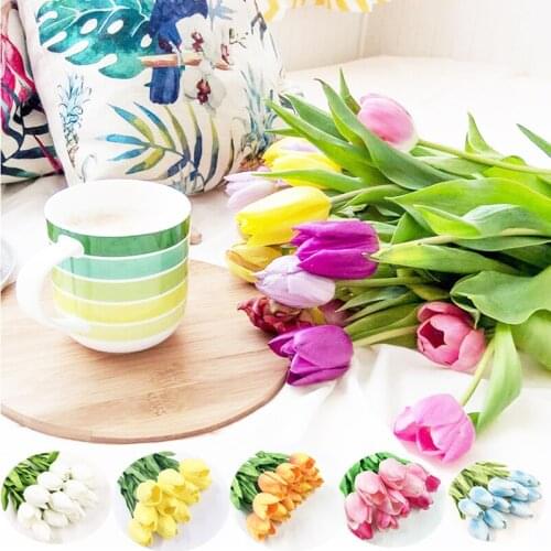 2pcs Tulips Artificial Flowers Real Touch Fake Flower Bouquet PU Tulips DIY Wreaths for Home Wedding Party Decoration