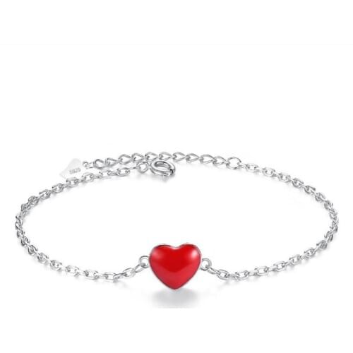 KOFSAC 2018 Hot Sale Fashion 925 Sterling Silver Bracelets For Women Party Wedding Romantic Double Sided CZ Red Heart Jewelry