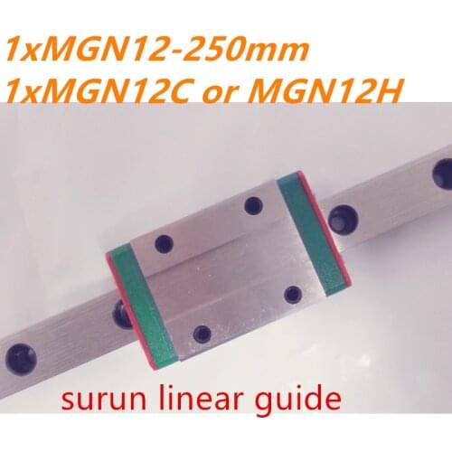 RDBB MR12 12mm linear rail guide 1pcs MGN12 250mm with 1pcs MGN12C or MGN12H slider block bearing linear guide