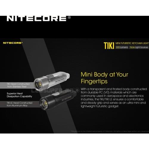Mini Futuristic NITECORE TIKI LE USB Rechargeable Keychain Light Built-in Li-Ion Battery