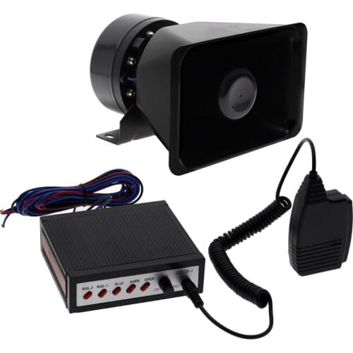 YHAAVALE Power Loud 100W 12V 5 Sounds Car Horn Alarm Police Siren MIC PA System Amplifier