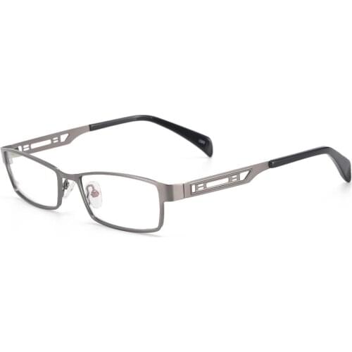 Visionect Men Eyeglasses Rectangular Metal Full Rim Glasses Frame For Prescription Lenses Myopia Reading Varifocal Lens