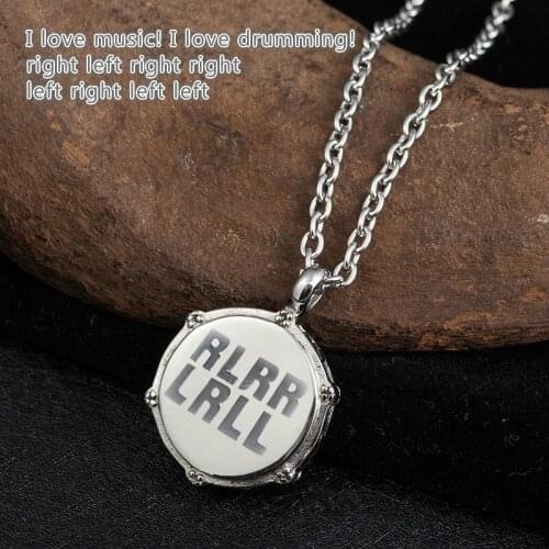 WAWFROK 2019 Necklace Men Drummer Rockers Jazz Band Drum Drummers Los Collares Stainless Steel Chain Necklaces Jewelry