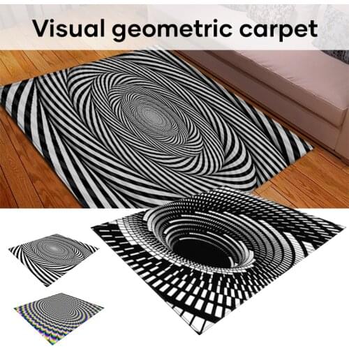 Soft 3D Printed Area Rugs Vortex Mat Rug Ant Black and White Visual Illusion Three-Dimensional Vortex Living Room Carpet B99