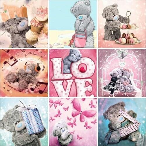 Diy 5D Art Diamond Painting Cartoon Cute Love Bear Full Square Round Drill Embroidery Cross Stitch Kit Wall Painting Home Decor