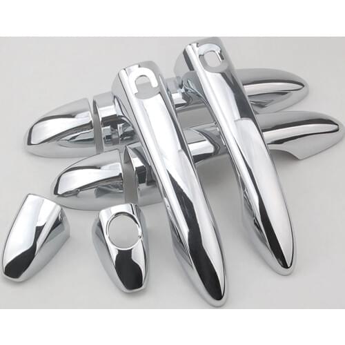 BBQ@FUKA 8PCS Chrome Car Outside Door Handle Trim Cover Moulding For Jeep Compass 2017 2018 Car Exterior Accessories Styling