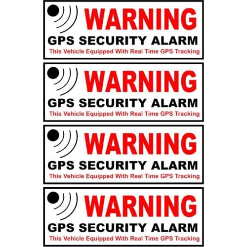 LLY-1359 Car Sticker 4 X GPS Security Alarm Warning Mark PVC Auto Motorcycle Sunscreen Waterproof Creativity Decals Decor