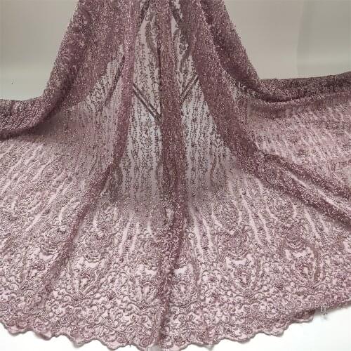 Nigerian Lace Fabric 2021 Fashion Beaded Lace For Wedding High Auality African French Guipure Lace Embroidery 5yards qpaZ0495