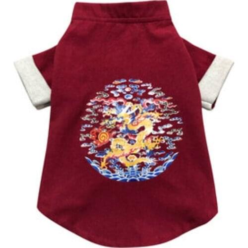 New Year Dog Clothes Tang Suit Spring Festival Pet Clothing Puppy Small Medium Big Large Dog Costume Coat Cheongsam Pet Outfit