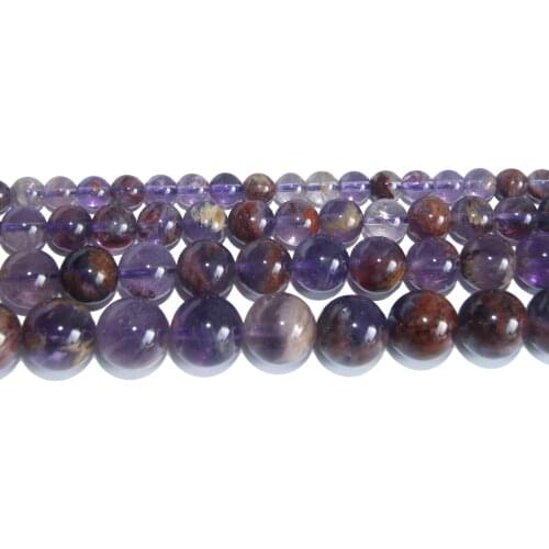 Wholesale Natural Stone Purple Moss Phantom Crystal Round Beads 6 8 10 12 MM Pick Size For Jewelry Making DIY Bracelet Necklace