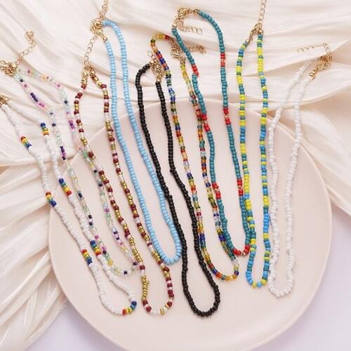 Boho Chic Seed Beads Necklace Women Fashion Colorful Neck Chain Bohemian Black Choker Necklaces Jewelry Charms Party Gift 2021