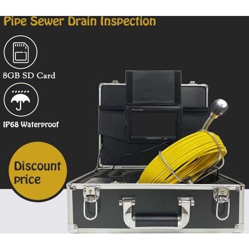 Pipe Sewer Video Camera 23MM 1000TVL Industrial Endoscope 7'' Screen Snake Drain Camera Inspection With 12 LED Waterproof