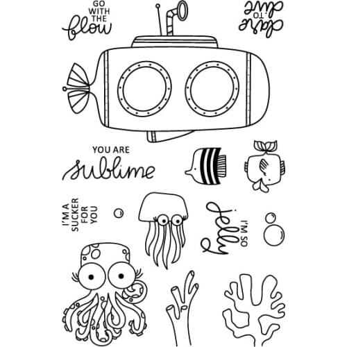 Submarine Transparent Clear Stamps for DIY Scrapbooking/Card Making/Kids Christmas Fun Decoration Supplies