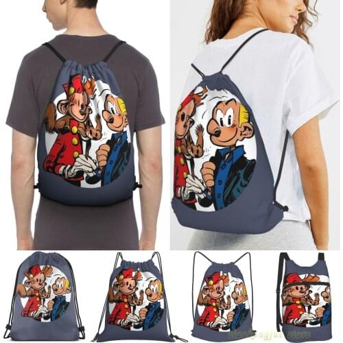 Unisex Drawstring Bags Spirou Et Fantasio Women Drawstring Backpacks Men Outdoor Travel Backpacks Training Fitness Bag