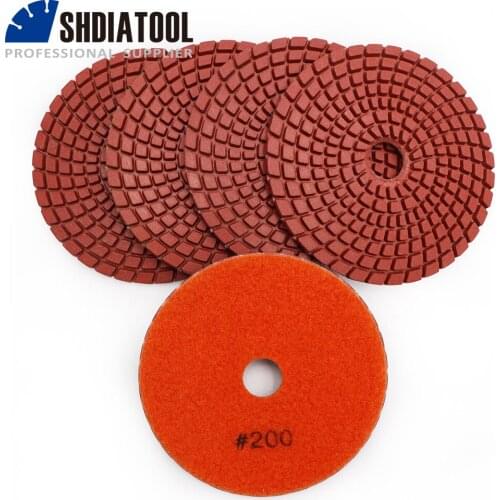 SHDIATOOL 5pcs 4" Professional diamond polishing pads #200 granite marble tile Diameter 100mm sanding discs