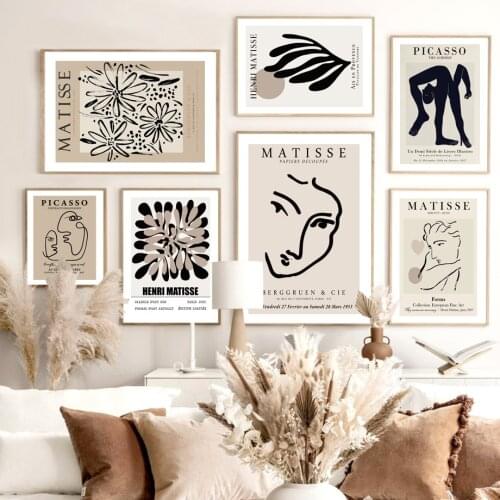 Nordic Posters And Prints Abstract Matisse Flower Leaf Line Face Nude Wall Art Canvas Painting Decor Pictures For Living Room