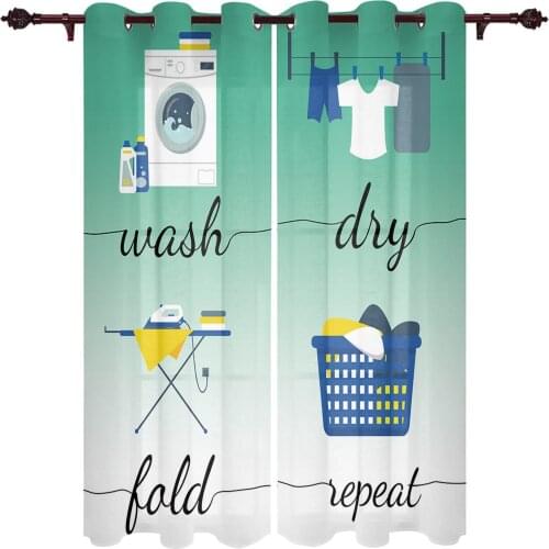 Laundry Room Theme Gradient Windows Curtains Living Room Bedroom Kitchen Curtains For Children Drapes