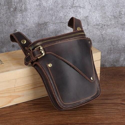 Luufan Men Crazy Horse Leather Drop Leg Bag Waist Bag Crossbody Bag Fanny Pack Belt Hip Bum Outdoor Travel Shoulder Bag