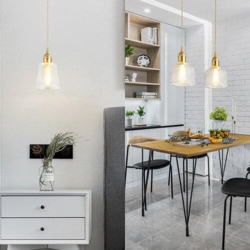 Vintage Pendant Lights Ripples Glass Copper Pendant Lamp Modern Pendant Light Bedroom Brass Lamp Indoor Lighting
