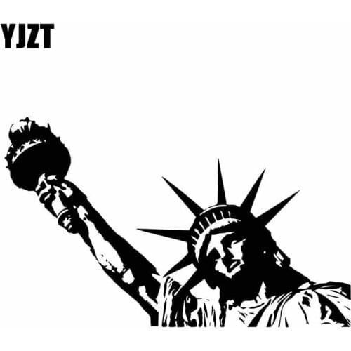 YJZT 16.5CM*9.9CM Art Statue Of Liberty USA Monument Patriotism Car Sticker Handsome Vinyl Decal Coolest Black/Silver C27-0191