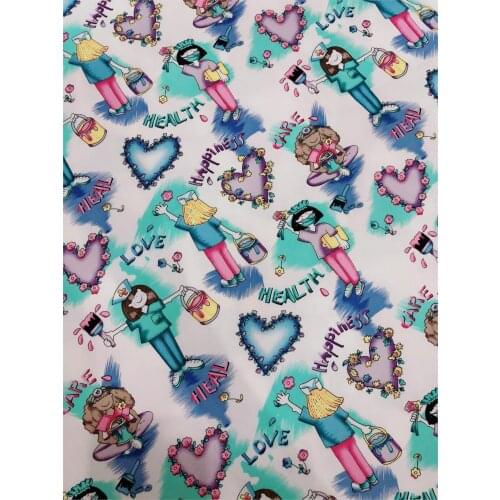 Caring nurse heart pattern vintage fabric Retro style cotton fabric for DIY Bag shirt dress cloth 1meter
