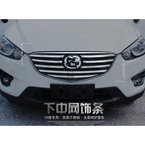 Car body styling cover protect detector ABS chrome trim Front up Grid Grill Grille 9pcs/Set For Mazda CX-5 CX5 2015 2016