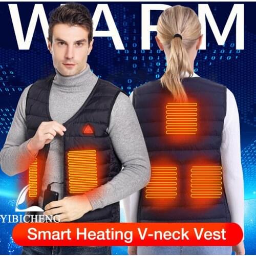Electric Heated Vest 3 Temperature Levels Lightweight V Neck Windproof Soft Comfortable Warm Heating Cloth For Camping Fishing