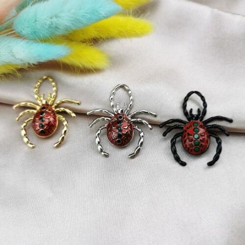 10pcs/lot Enamel Halloween Decorations Savour Charms Pendant for Jewelry Making Spider for Necklace Bracelet Supplies 37*39mm