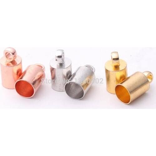 100pcs/lot 10*5mm gold silver rose gold color Cord end caps metal stopper for rope webbing ribbon