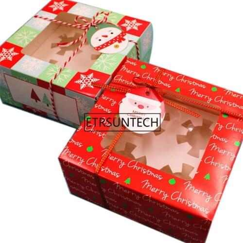 100pcs/lot Lovely Santa Claus Gift Box Party Supplies Merry Christmas Present Box Xmas Decoration Candy Wrapping Gifts For Kids