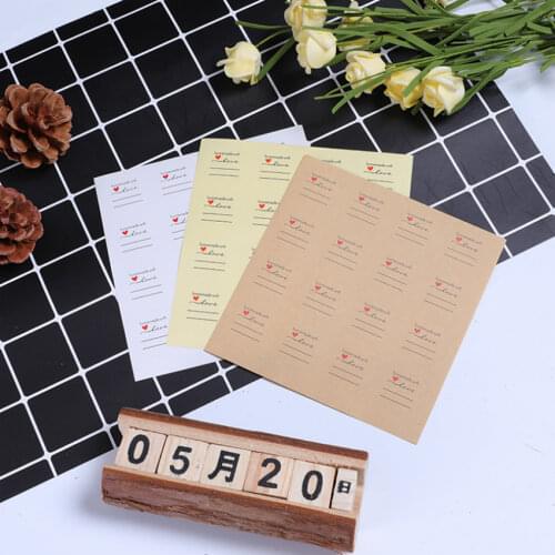1600pcs/lot Homemade with Love Sticker DIY Kraft paper white transparent Sealing Sticker Scrapbook DIY Stickers Gifts