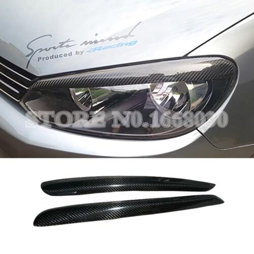 Carbon Fiber Headlight Eye Lid Eyebrow Cover For Volkswagen Golf 6 MK6 2008-2012 2pcs Car accesories interior Car Trim